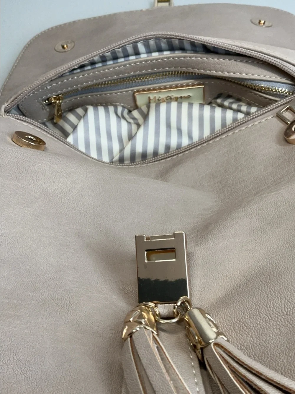 Mystique Beige Vegan Leather Adjustable Backpack